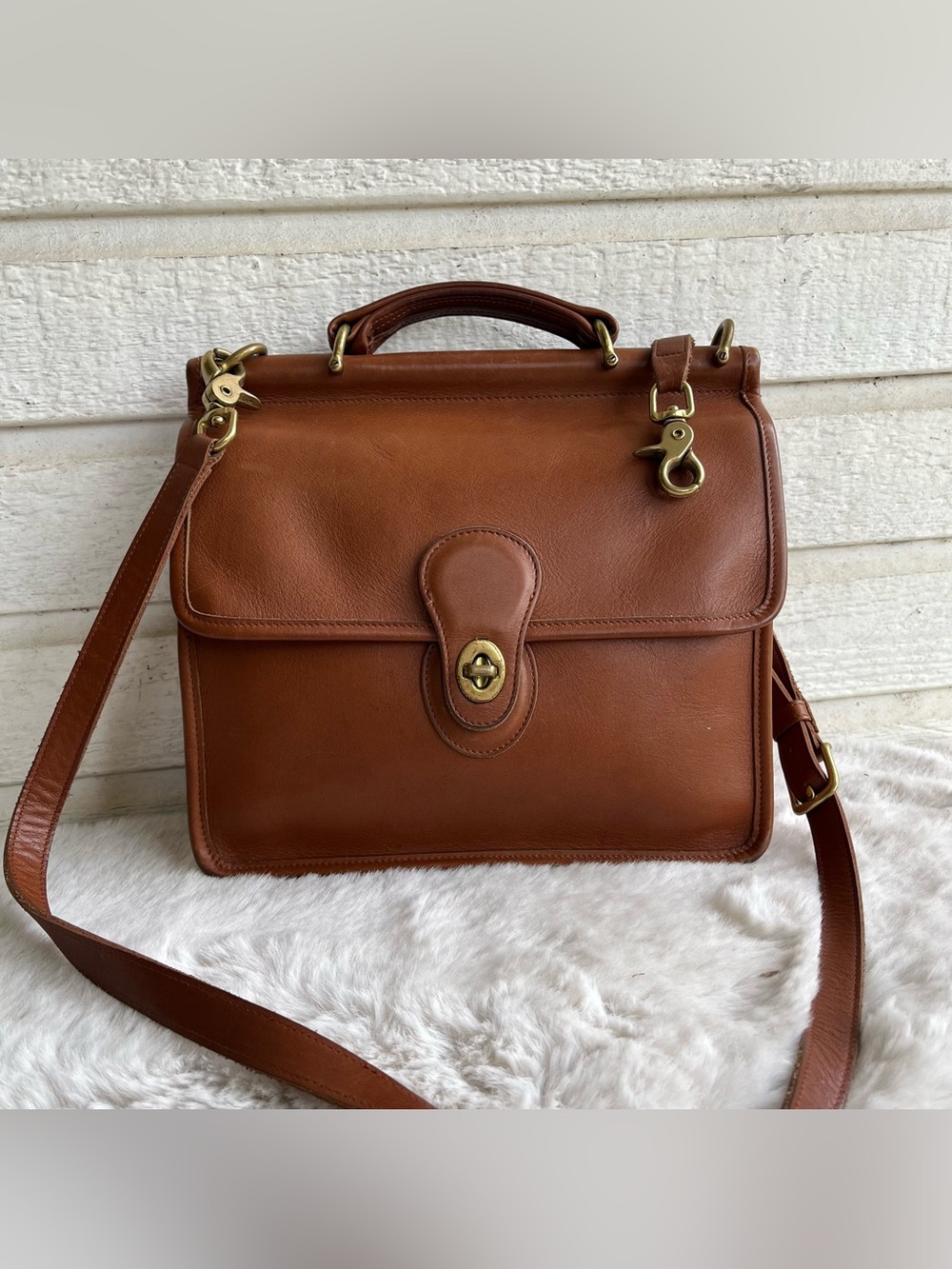 COACH Vintage British Tan Willis Top Handle Satchel Crossbody Bag Winnie 9927